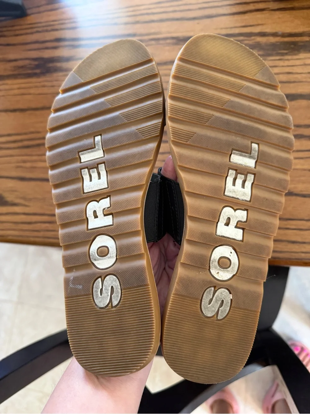 Sorel Black Slide Sandals with Double Strap - Picture 2 of 3